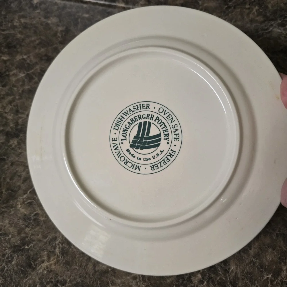 Longaberger Pottery Bread Dessert Salad Plate GREEN Woven Traditions‎ USA GREAT!